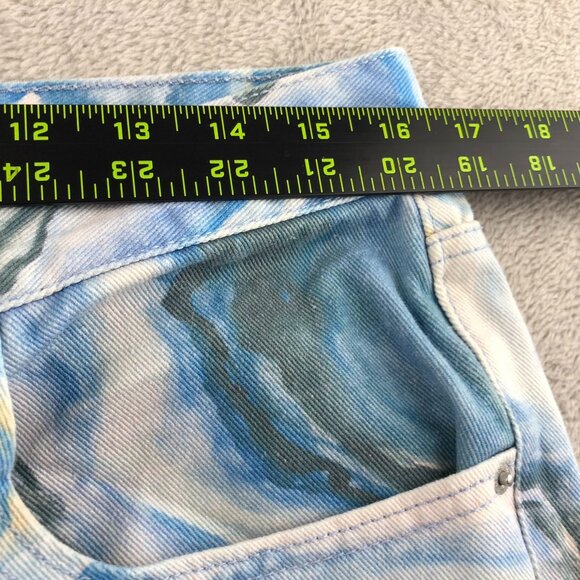 BDG Womens Jeans Size 32 Flare Leg Y2K Blue Marble Print Casual High Rise Hippie - Picture 5 of 16